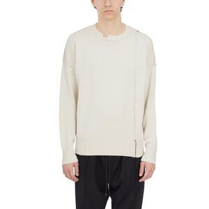 ISABEL BENENATO Men's Distressed Knit Crewneck Sweater Men WHITE Sweaters &